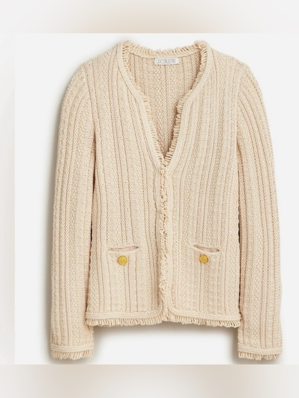 J. Crew Women’s Cable Knit Fringe Cardigan Sweater Size Small